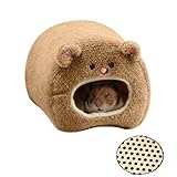 Rats Hamster Winter Warm Fleece Hanging Cage Hammock House Cute Bear Desige with Bed Mat, for Small Furry Animals