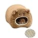 Rats Hamster Winter Warm Fleece Hanging Cage Hammock Cute Bear House with Bed Mat,Brown