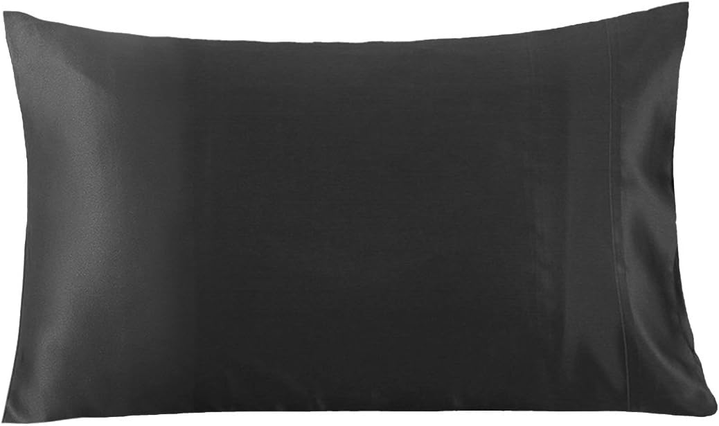 Vividmoo Mulberry Silk Pillowcase for Hair & Facial Skin to Prevent Wrinkles Deep Envelope Closure 19 Momme Both Sides 100% Real Silk, Standard Size Black