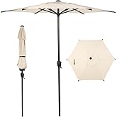 Abba Patio 7.5FT Lyon Outdoor Patio Umbrella Outdoor Table Umbrella with Push Button Tilt and Crank Market Umbrella 6 Sturdy Ribs UV Protection Waterproof for Garden Deck Backyard Pool Beige