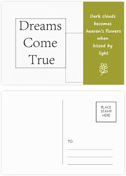 Dreams Come True Lot De Cartes Postales Avec Citation Inspirante Amazon Fr Fournitures De Bureau