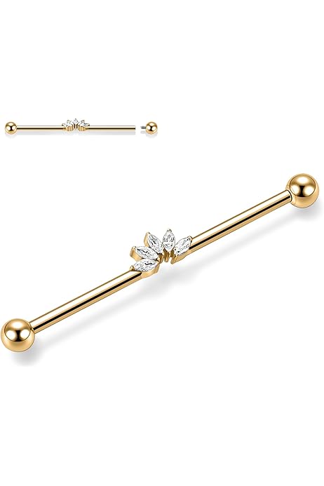 Gold Inch Industrial Barbell AROWRO14G Industrial Piercing Jewelry