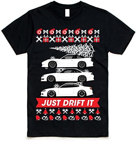 JUST DRIFT IT S-chassis Ugly Christmas T-Shirt (Black)