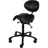Master Massage Berkeley Backrest Saddle Stool with Black Aluminum Base