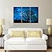 Visual Art Decor Black and Blue Starry Night Tree Silhouette Picture Canvas Prints Wall Art Nature Scenery Landscape Painting for Modern Home Decoration