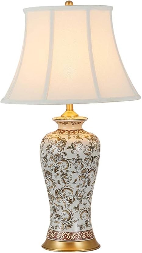 Bedside Table Lamp 28 Inches Living Room Bedroom Dining Room Table Lamps Ceramic Handcrafted Fabric Lampshade For Living Room Family Bedroom Side Table Lamp Amazon Com