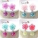 Elesa Miracle Girl Party Favor Birthday Gift Pretend Play Princess Jewelry Set 4pc Rose Flower-Shaped Clip-on Earrings Value Set