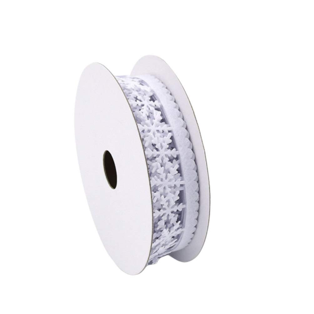 Milisten Christmas Snowflake Lace Trim Ribbon Satin Sewing Craft Ribbon, 5M/White