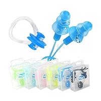Toosunny 6 Sets Waterproof Silica Gel Swimming Earplugs and Nose Clip,Ear & Nose Protector Swimming Sets Box Package