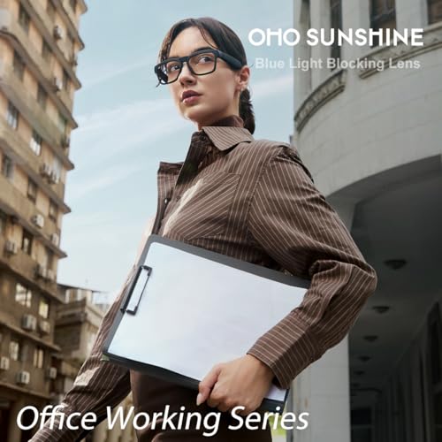 OhO sunshine Smart Glasses,Safety Glasses with Bluetooth Speaker,Indoor/Outdoor UV Protection and Voice Control,Unisex(Blue Light Lens)