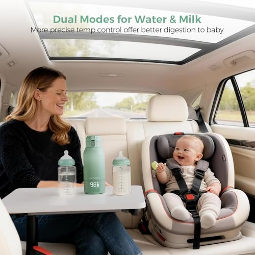 Momcozy Portable Milk Warmer for Travel – Dual Heating for Breast Milk & Water, Fast Heating, Long Battery Life, 17 oz Large Capacity for All-Day Feeding Convenience