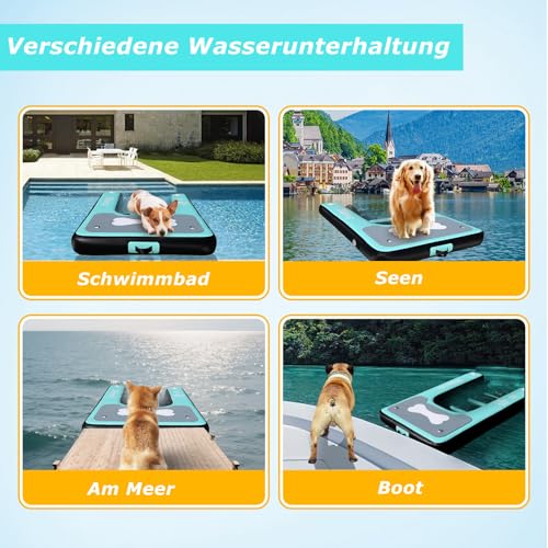 SERMEJO Cani Rampa Gonfiabile Rampa per Cani Piscina 150x100 cm Hundeboot Schwimminsel per Hunde Catzen fino a 100 kg Fluss Seen