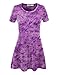 LL WT1066 Womens Scoop Neck Short Sleeve All Over Tie Dye Trapeze Tunic Top M PURPLE