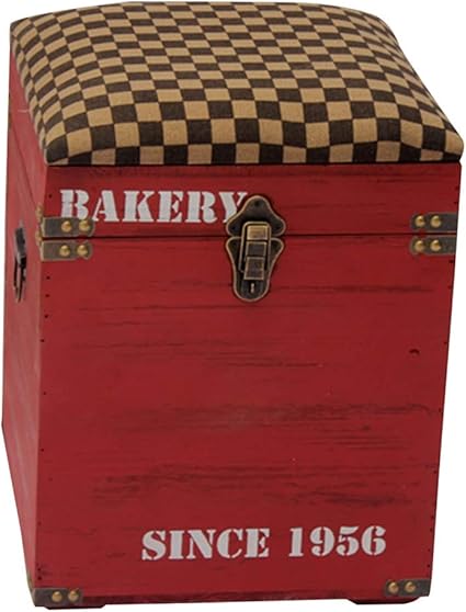 CAIJUN Taburete Puff Retro Caja De Almacenaje Marco De Madera ...