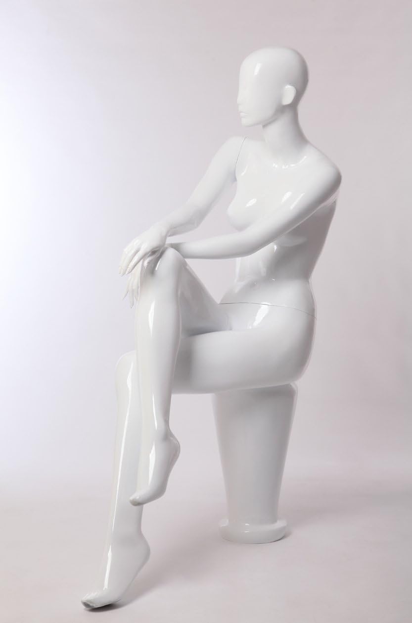 Abstract Female Mannequin White Gloss Qt Luxe 167 White Sitting with Nose and Mouth
