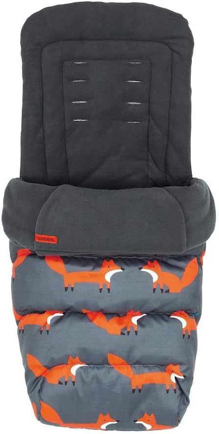 Universal Footmuff โ Cosy Toes, All Season Luxury Quilted Pram, Pushchair, Stroller Liner Liner, Washable, with Kangaroo Pouch for Hands (Charcoal Mister Fox)