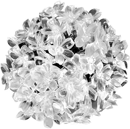 WishWorld Solar String Lights, 23ft 50LEDs Waterproof Fairy Blossom Flower Lights Decorative Lighting for Garden, Outdoor, Patio, Lawn and Holiday Decorations(Cool White)