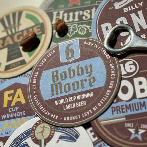 Half Time Club WestHam Claret & Blue Football Beer Mat Coasters - Perfect for a Gift or Present for Any Fan (8-Pack)