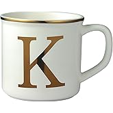 Miicol Ceramic Coffee Mug 16 oz, Monogram Coffee Cup, Golden Initial Tea Mug, Personalized Tea Cup, Unique Gift, Large Mug for Home, Office, Letter K