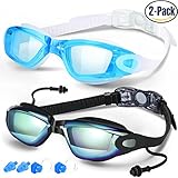 Swim Goggles, Pack of 2, Swimming Glasses for Adult Men Women Youth Kids Child, Anti-Fog, Waterproof, UV Protection Made by COOLOO