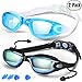 Swim Goggles, Pack of 2, Swimming Goggles for Adult Men Women Youth Kids Child, Triathlon Equipment, with Mirrored & Clear Anti-Fog, Waterproof, UV 400 Protection Lenses, Made by COOLOO
