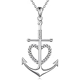 ANGSAU Anchor Necklace Sterling Silver Faith Hope Charity Pendant Heart Cross Anchor Jewelry Birthday Gifts for Women Men