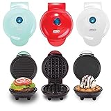Dash MINI Maker 3-Piece Griddle, Waffle, and Grill 3-piece Set in Red/Aqua/White