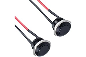 DMWD 2pcs 16mm Ultra Short Metal Waterproof Momentary Push Button Switch Black Shell 5/8" Mounting Hole 12V 24V 110V (ON)-Off