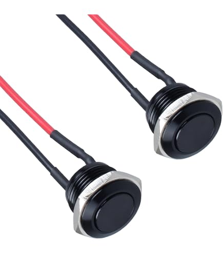 MKBKLLJY 2Pcs 22mm Mushroom Push Button Switch – Momentary, IP65 Waterproof, DC 12V 3A / AC 110V 5A, Red & Green, With Terminal Wires