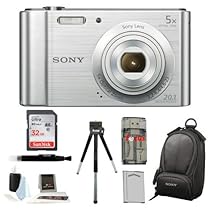 Sony Cyber-shot DSC-W800 Point and Shoot Digital Still Camera (Silver) + Camera Case + Sony 32GB Memory Card + All in One High Speed Card Reader + Rechargeable Battery + Accessory Kit