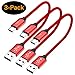 JXMOX Short USB C Cable (1ft 3-Pack), USB A to Type-C Charger Cord 3.1A Fast Charging Compatible with iPhone 15 16 Pro Max, Samsung Galaxy S22 S21 S20 S10 S9, Note 20 10, A80 A70 A50,Power Bank (Red)