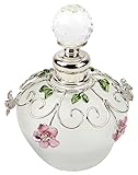 Opaque Glass Small Perfume Bottle with Pink and Green Floral Detail By Haysom Interiors
