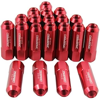 JDMSPEED Red 60MM Aluminum Extended Tuner Lug Nuts for Wheel Rims M12X1.5 20PCS