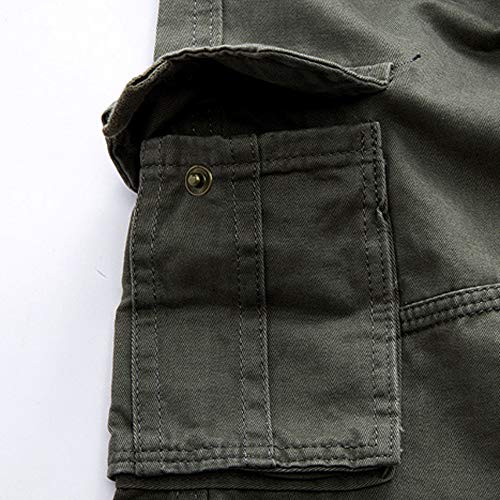 iYYVV Mens Fashion Casual Cotton Multi-Pocket Outdoors Work Trouser Cargo Long Pants