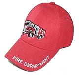 Child's Fire Fighter / Fireman Department Cap Hat W/ 3-D Truck Engine - Red