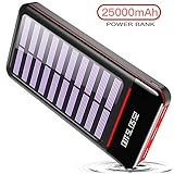 Solar Charger Power Bank 25000mAh Portable Charger Battery Pack with Three Outputs&Dual Inputs Huge Capacity Backup Battery Compatible Smartphone,Tablet and More