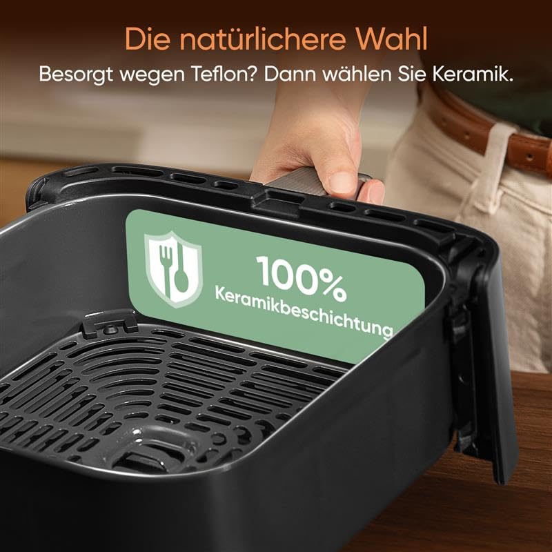COSORI Turbo Tower Pro Smart Airfryer, 10,8L Keramikbeschichtung Heißluftfritteuse, DualBlaze-Technologie und WLAN-Steuerung, Silbergrau, Grau Silber 2