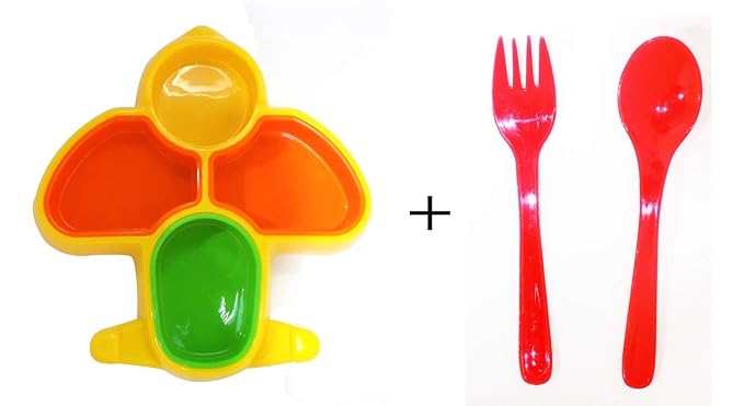Confidence Attractive Shaped Baby Feeding Plate Cutlery Tableware Retrun Gift Item for Kids Girls and Boys Multicolor 30 Gram Pack of 1 (M1)
