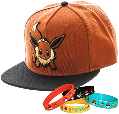Pokemon Go Eevee Snapback Cap Hat with Bracelet