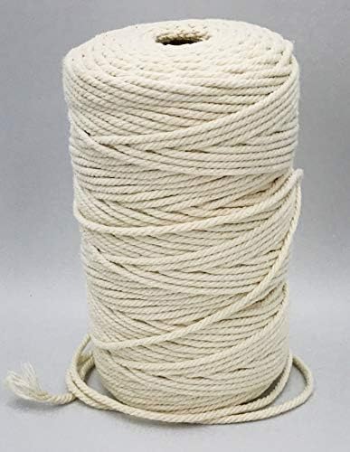 4 ply Natural Cotton Macrame Cord Rope (Not Dyed)- 3mm 1/8inch 330 Yards for Plant Hanger Craft Wall Hanging Handmade DIY (3mm x 330yds)