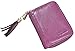 Easyoulife Genuine Leather Credit Card Holder Zipper Wallet With 26 Card Slots (Purple with Metal Zipper)