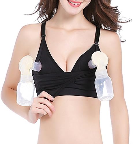 Mfreely Hands Free Nursing Bra for Breastfeeding Breastpump Pumping Maternity bra (Black(1pcs/pack), Small)