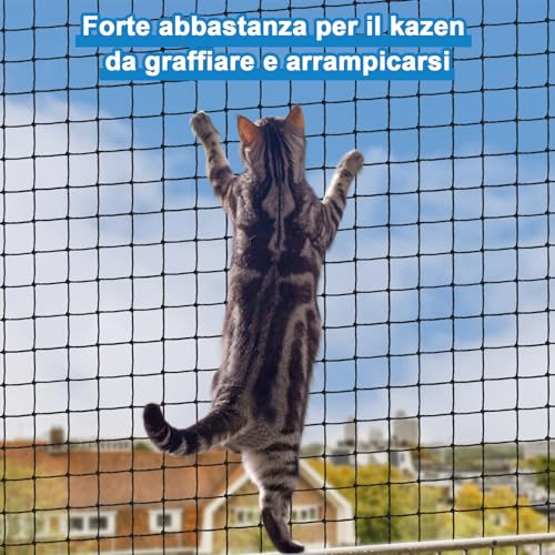 Aystkniet Cat Net | Extra Reinforced with Wire | 3 x 2 m Net for Fencing Including Fixing Rope | Cat Net Balcony | Cat Net | Cat Protection Net Balcony