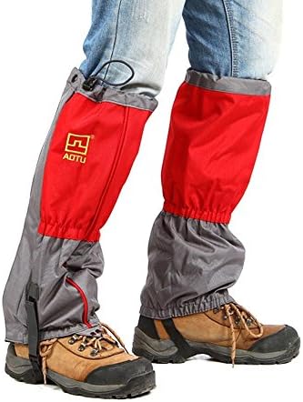 Kangkai Outdoor Waterproof Snow Leg Gaiters Scratch Resistant for Outdoor Climbing Walking Jogging or Hiking on Snow and Ice （Black Red Blue Orange ）