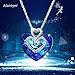 Alantyer Austrian Blue Crystal I Love You Forever Double Heart Princess Pendant Necklace 14K White Gold Plated Chain Necklace for Women Girls Silver Romantic Jewelry Gift 18''