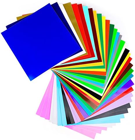 Permanent Self Adhesive Backed Vinyl Sheets For Cricut Silhouette Cameo Crafting Craft Cutters 12"x12" 38 Sheets Of Assorted Colors