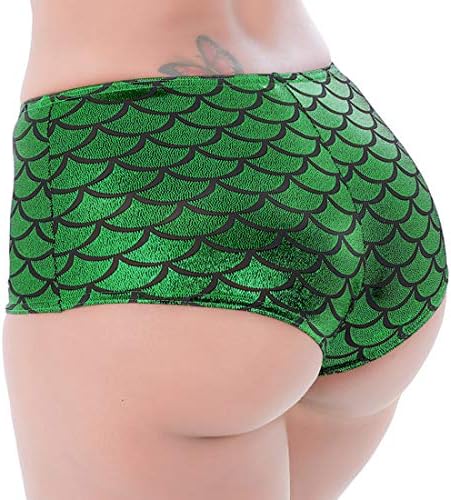 LVYI Women's Shiny Mermaid Fish Scale High Waist Shorts