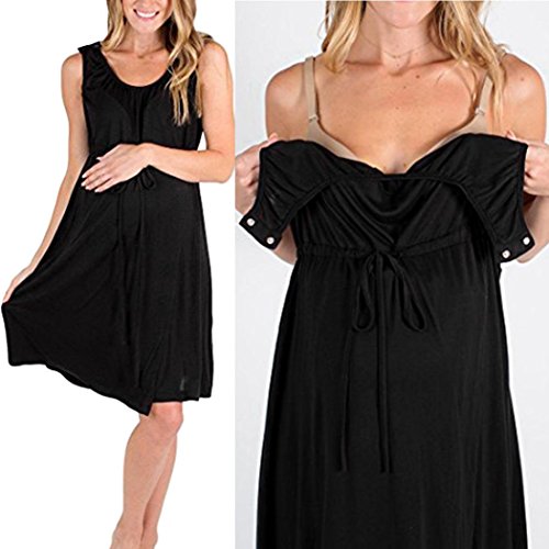 Voberry@ 3 in 1 Labor/Delivery/Nursing Hospital Gown Maternity, Hospital Bag Must Have (M, Black)