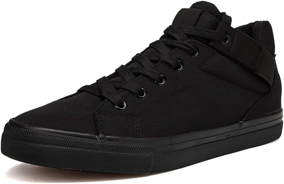 Andyy Men's Height Increasing Mid Canvas Shoes Breathable Lightweight Athletic Sport Running lace-up Shoes Black