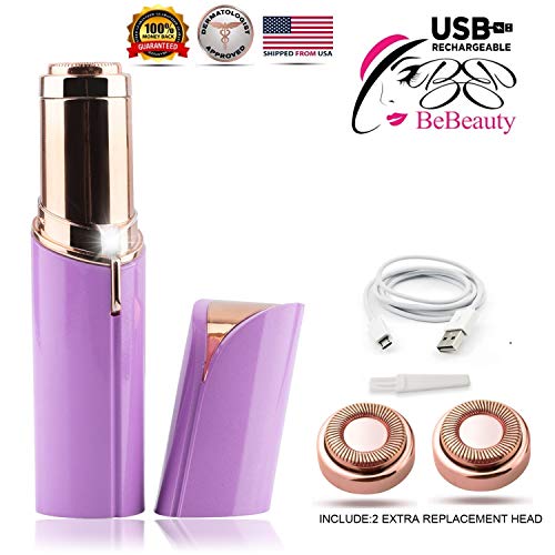 BeBeauty Rechargeable Women's Painless Facial Hair Remover, Electric USB Battery. 18K Gold-Plated